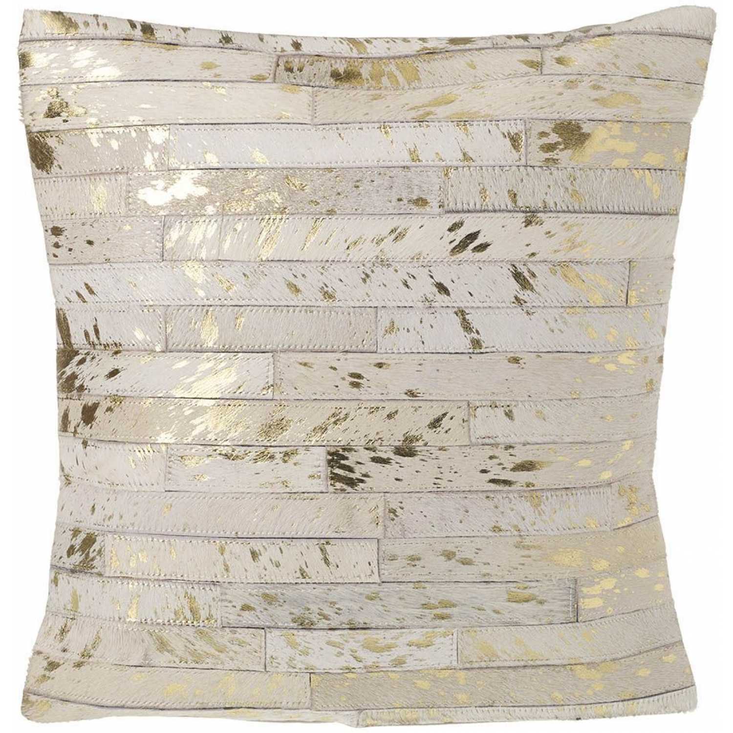 Parlane Living Leather Lines Cushion - White & Gold